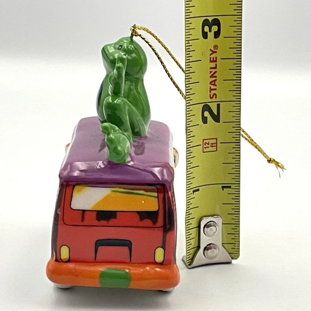 Peace Frogs VW Bus Inspired‎ Ceramic Christmas Tree Ornament Rainbow Hippie